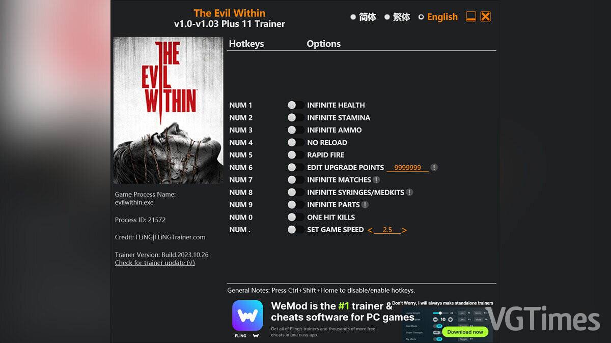 The Evil Within — Trainer (+11) [1.0 - 1.03]