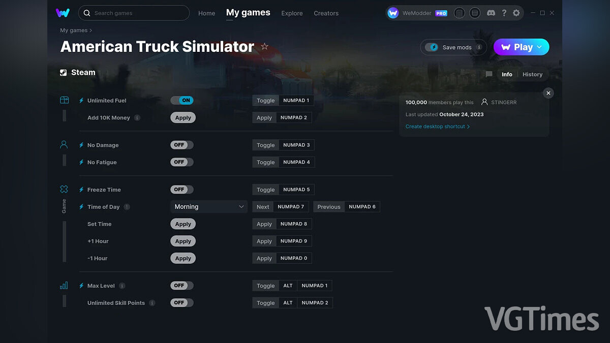 American Truck Simulator — Trainer (+11) from 10/24/2023 [WeMod]