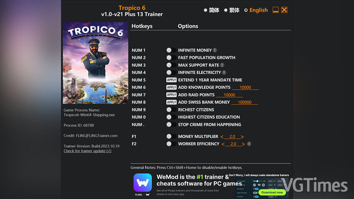 Tropico 6 — Trainer (+13) [1.0 - 1.20]