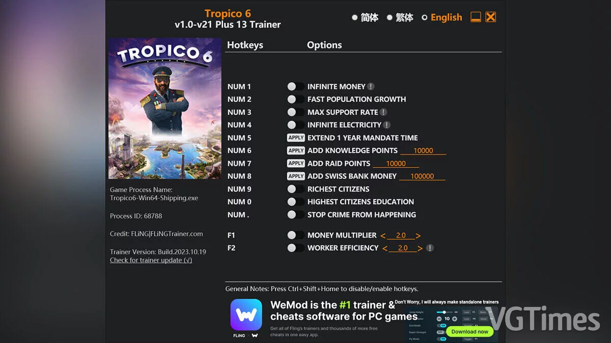 Tropico 6 — Trainer (+13) [1.0 - 1.20]