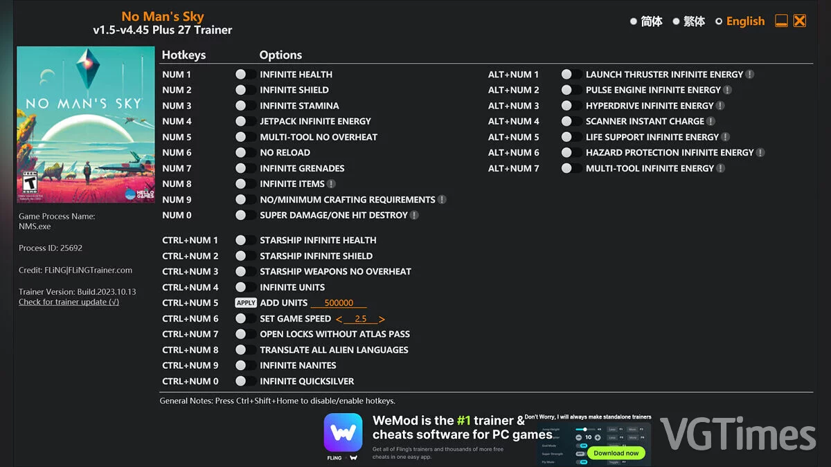 No Man&#039;s Sky — Trainer (+27) [1.0 - 4.45]