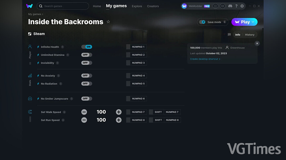 Inside the Backrooms — Trainer (+8) from 10/02/2023 [WeMod]