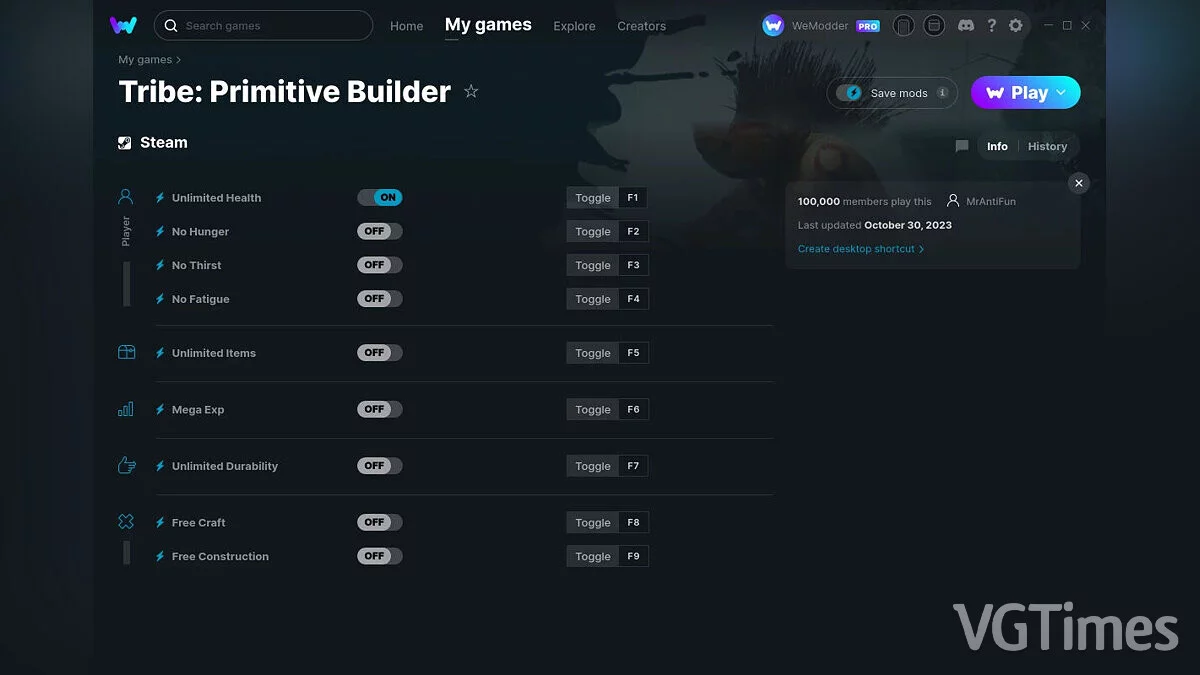 Tribe: Primitive Builder — Trener (+9) od 30.10.2023 [WeMod]