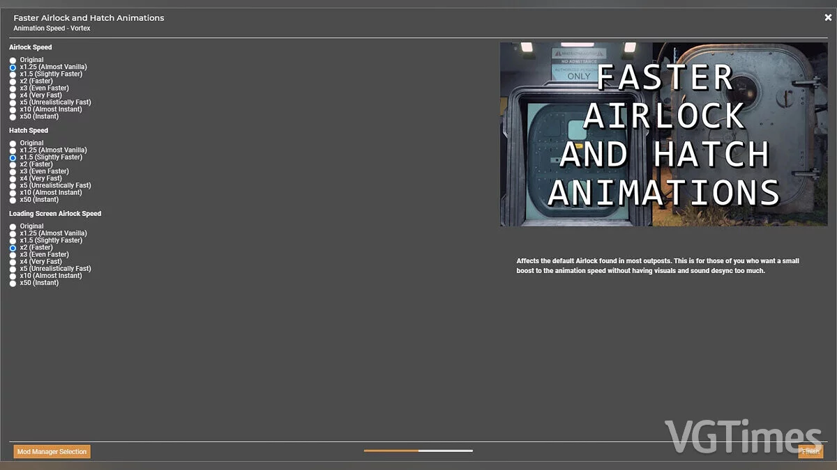 Starfield — Ускоренная анимация дверей