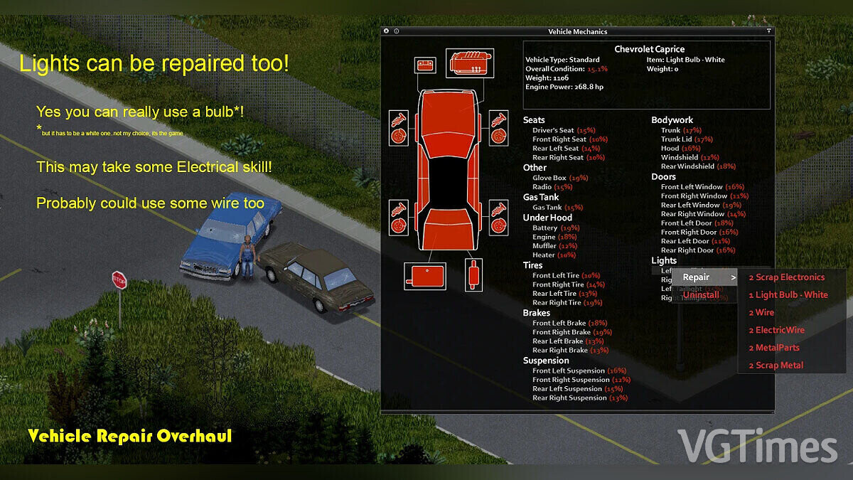 Project Zomboid — Possibility to repair a car