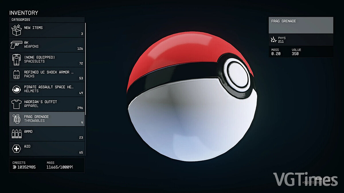 Starfield — Grenade - Pokeball