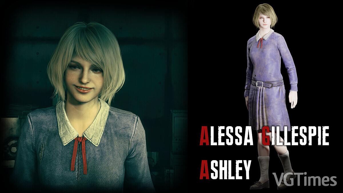 Resident Evil 4 Remake (2023) — Ashley in clothes from the game Silent Hill 1