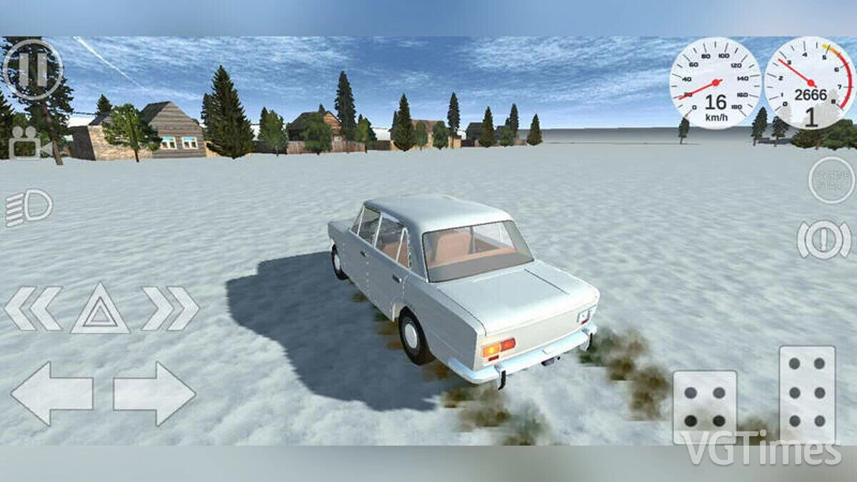 Simple Car Crash Physics Sim — Pueblo ruso con nieve