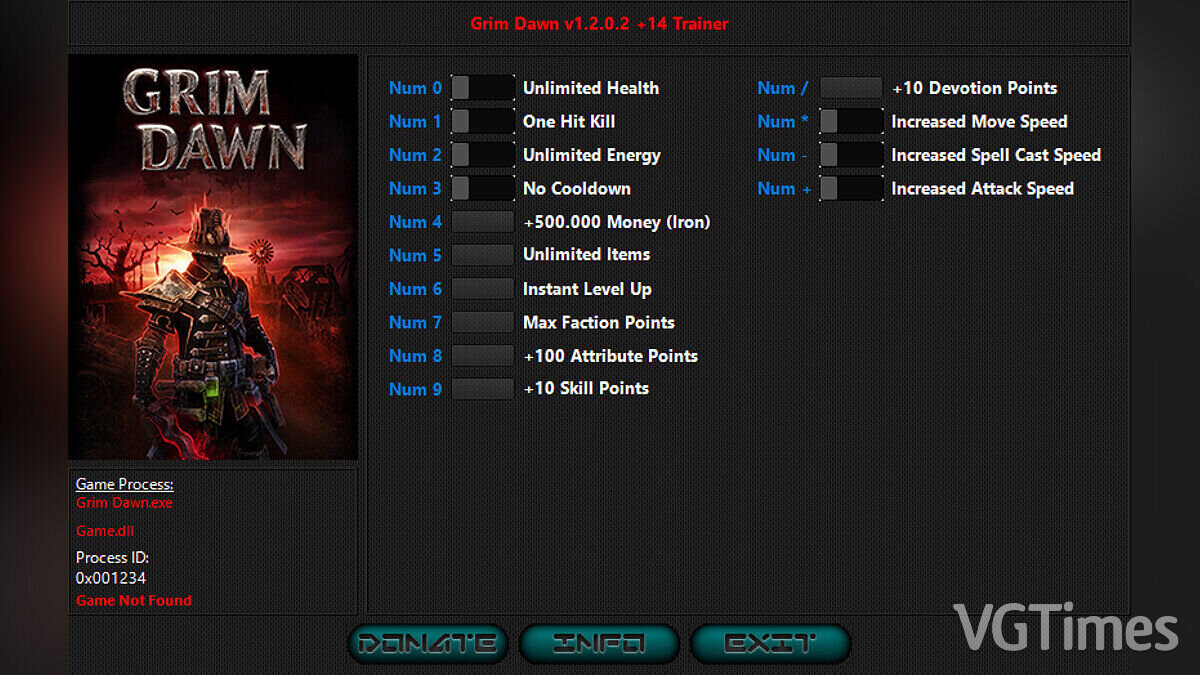 Grim Dawn — Trainer (+14) [1.2.0.2 Fixed]