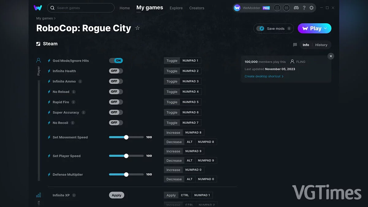 RoboCop: Rogue City — Trener (+17) od 05.11.2023 [WeMod]