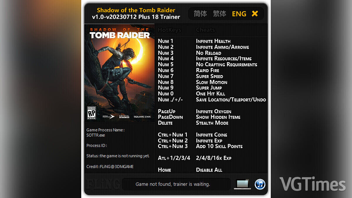 Shadow of the Tomb Raider — Trainer (+18) [1.0 - 12.07.2023]