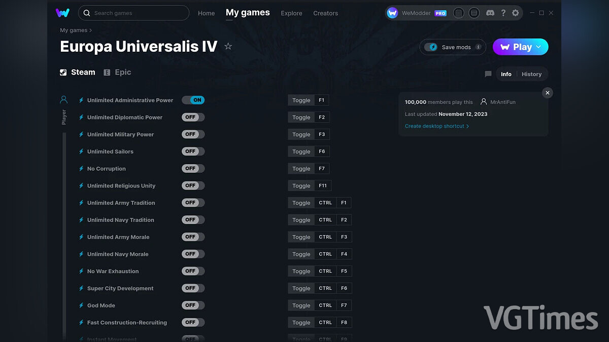 Europa Universalis 4 — Trainer (+23) from 11/12/2023 [WeMod]