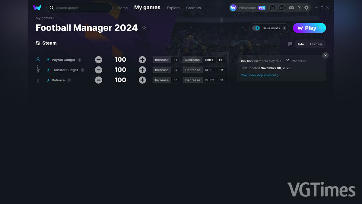 Football Manager 2024 — Trainer (+3) from 11/08/2023 [WeMod]