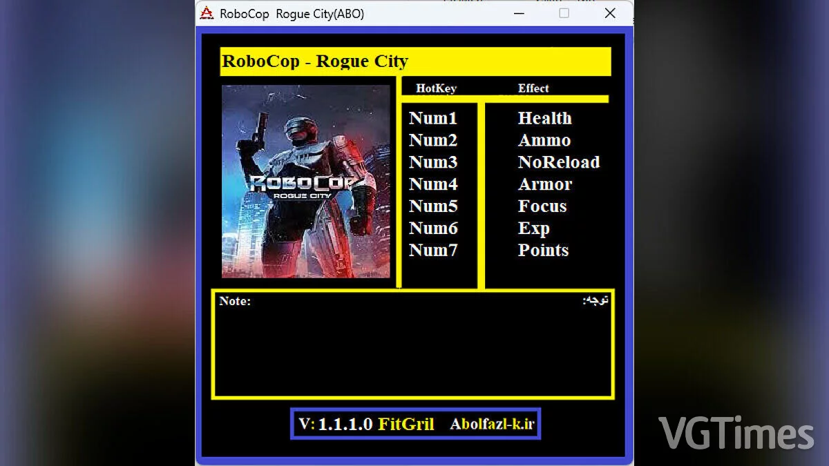 RoboCop: Rogue City — Trainer (+7) [1.1.1.0]