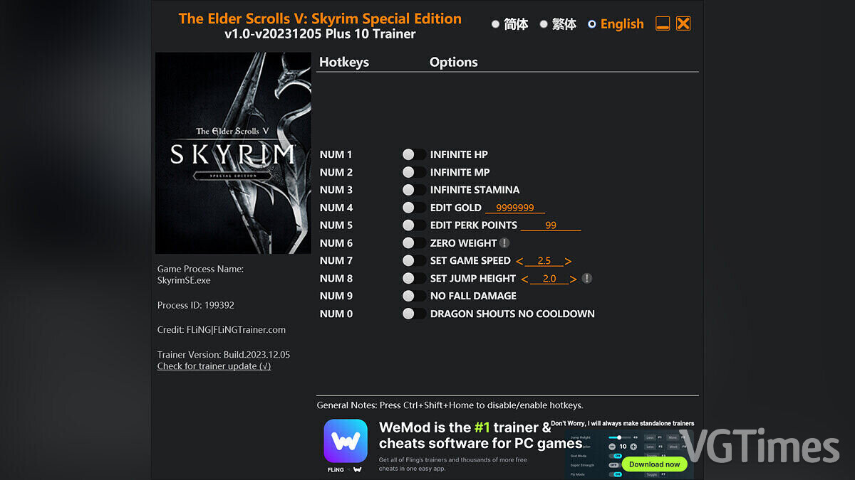 Elder Scrolls 5: Skyrim Special Edition — Trainer (+10) [1.0 - UPD: 12/05/2023]