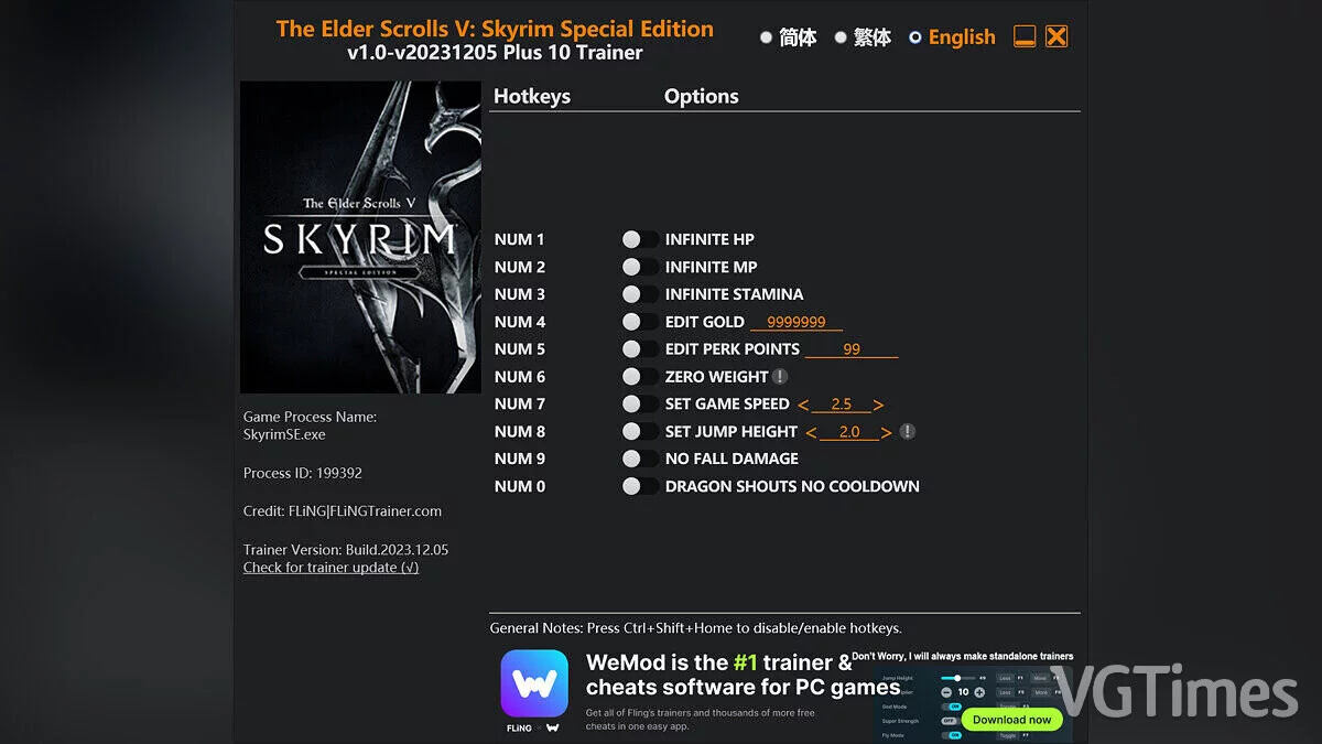 Elder Scrolls 5: Skyrim Special Edition — Trainer (+10) [1.0 - UPD: 12/05/2023]