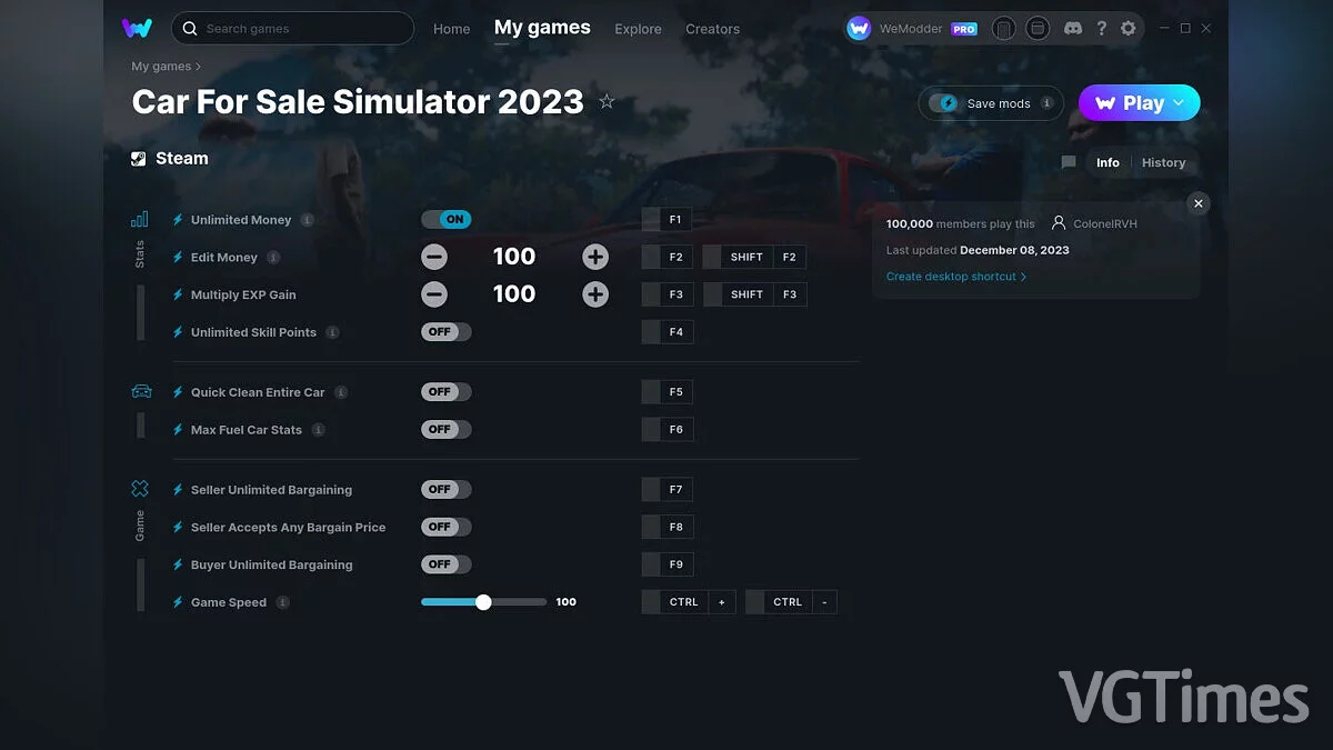 Car For Sale Simulator 2023 — Entrenador (+10) del 12.08.2023 [WeMod]