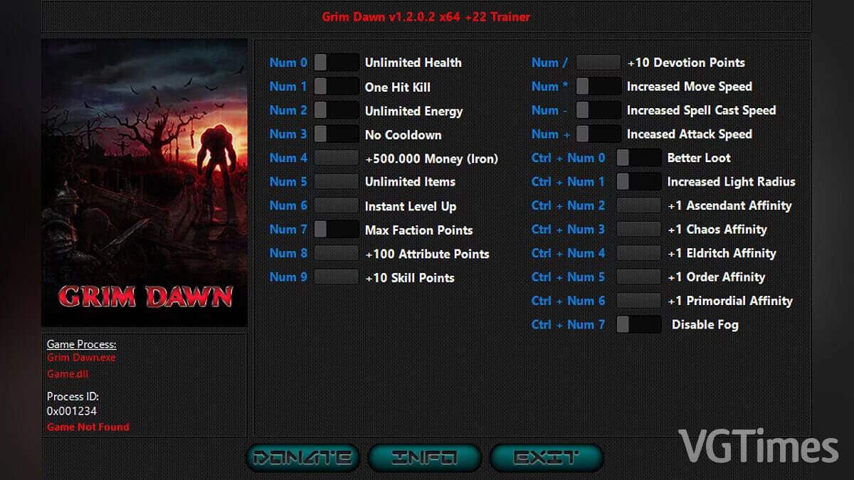 Grim Dawn — Trainer (+22) [1.2.0.2 Fixed 2]