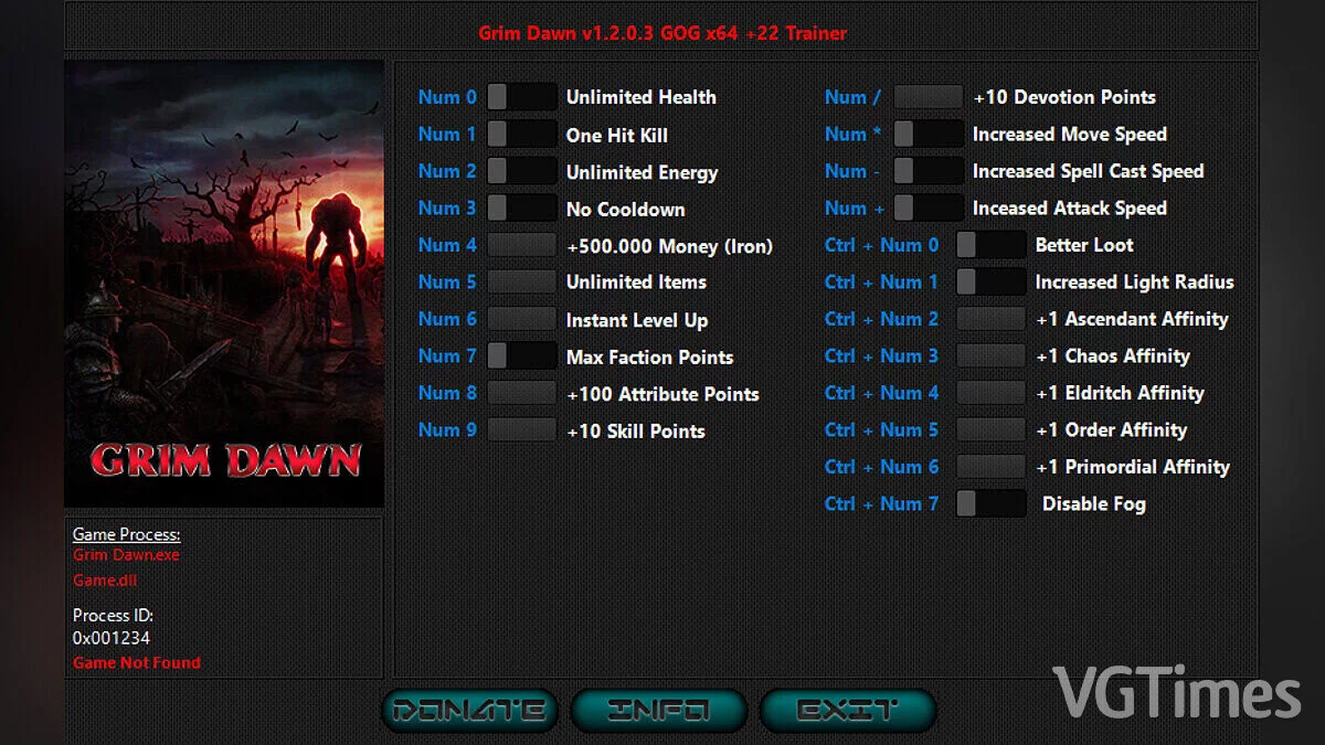 Grim Dawn — Trainer (+22) [1.2.0.3: Steam & GoG]