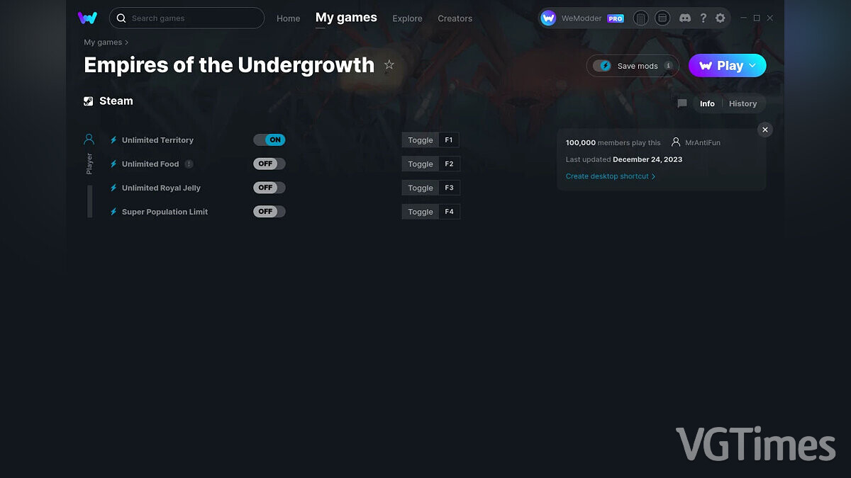 Empires of the Undergrowth — Trainer (+4) from 12/24/2023 [WeMod]