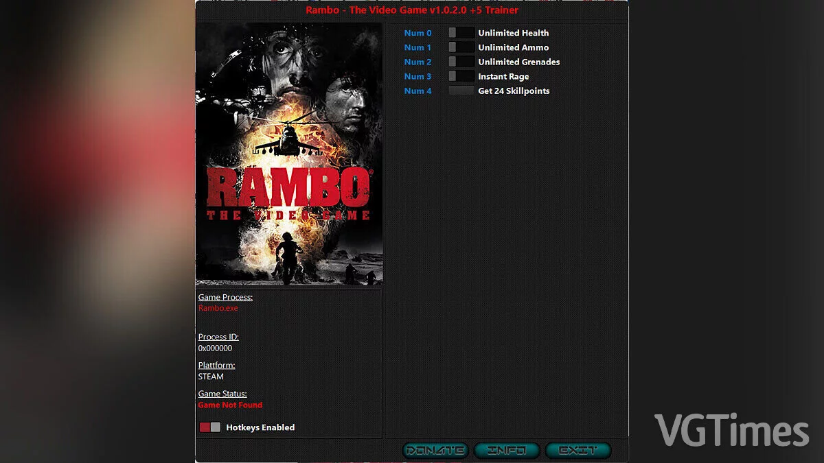 Rambo: The Video Game — Entrenador (+5) [1.0.2.0]