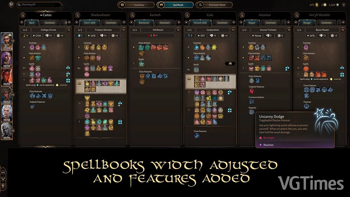 Baldur&#039;s Gate 3 — Улучшенные панели интерфейса