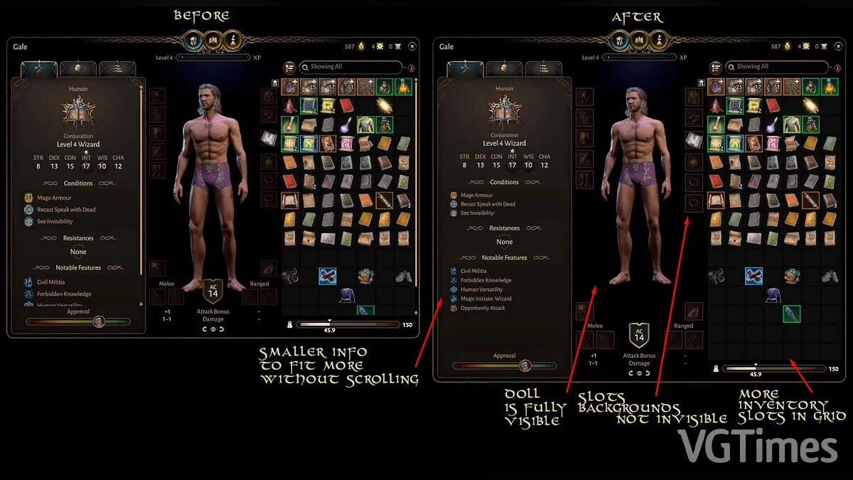 Baldur&#039;s Gate 3 — Улучшенные панели интерфейса