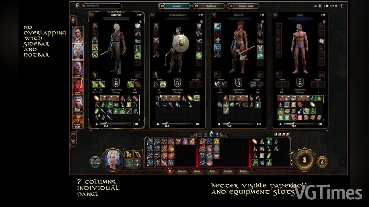 Baldur&#039;s Gate 3 — Улучшенные панели интерфейса