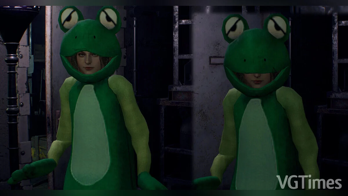 Resident Evil 4 Remake (2023) — Ashley in a frog costume