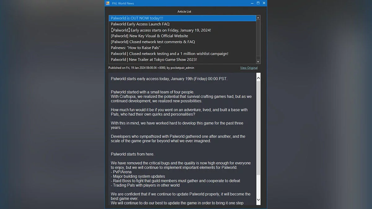 Palworld — PALA — Palworld Yönetici (kendi sunucunuzu oluşturun)