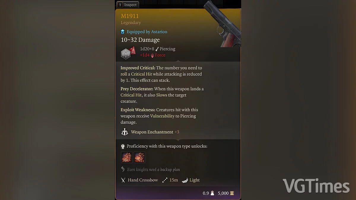 Baldur's Gate 3 — Пістолет M1911