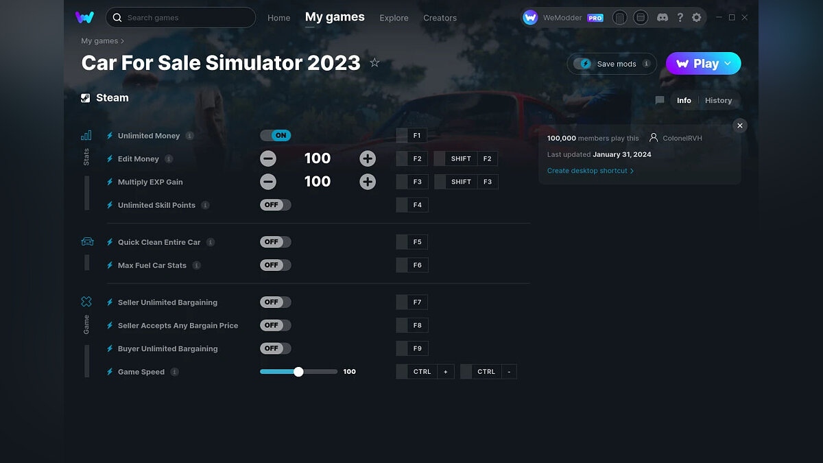 Car For Sale Simulator 2023 — Trainer (+10) from 01/31/2024 [WeMod]