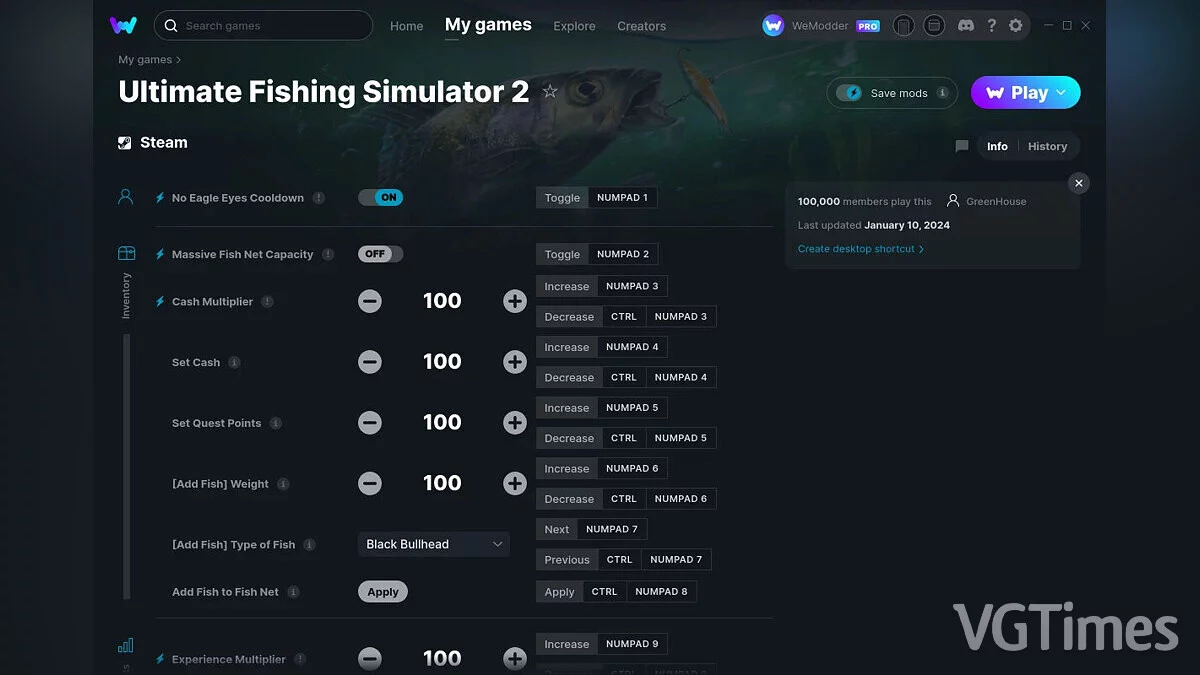 Ultimate Fishing Simulator 2 — Trener (+24) od 10.01.2024 [WeMod]