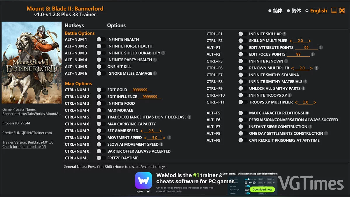 Mount &amp; Blade 2: Bannerlord — Entrenador (+33) [1.0 - 1.2.8]