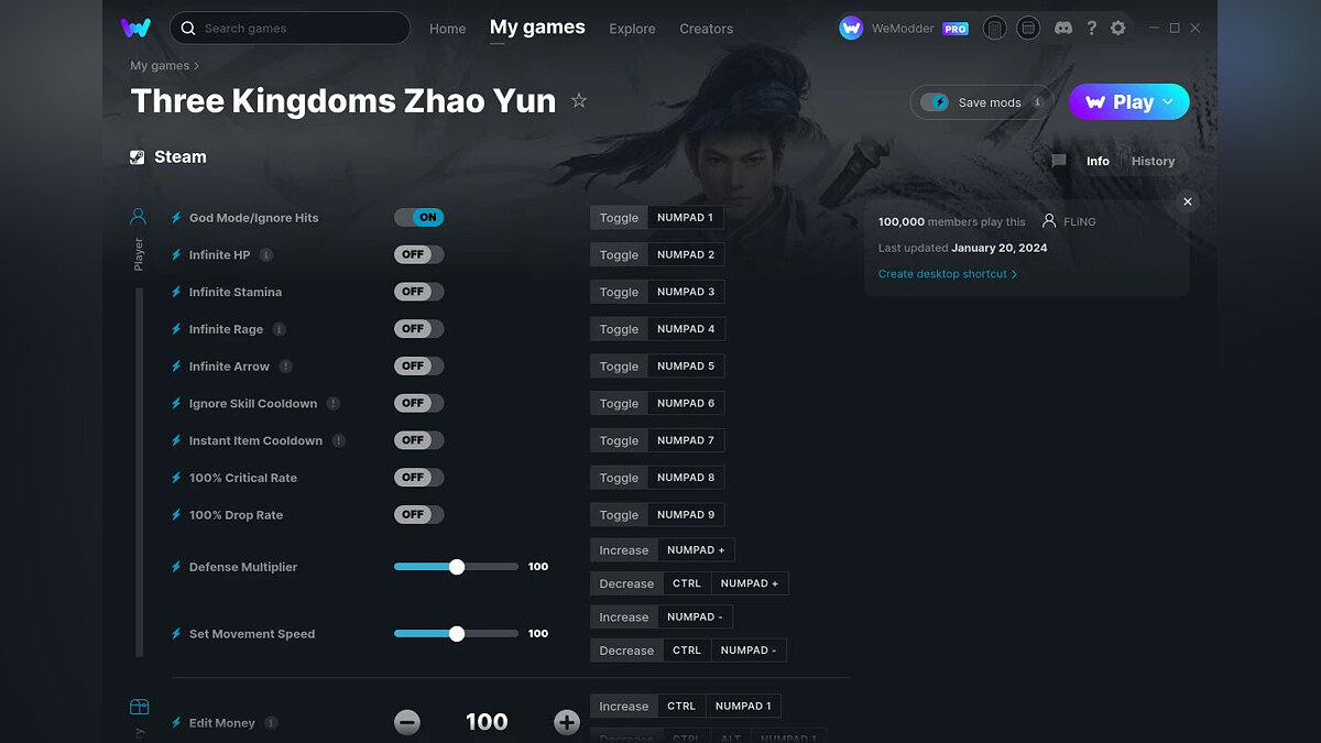 Three Kingdoms Zhao Yun — Trainer (+35) from 01/20/2024 [WeMod]