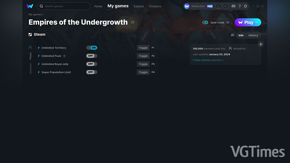 Empires of the Undergrowth — Trainer (+4) from 01/03/2024 [WeMod]