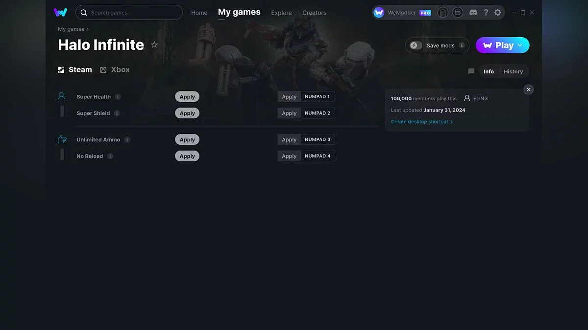 Halo Infinite — Trainer (+4) from 01/31/2024 [WeMod]