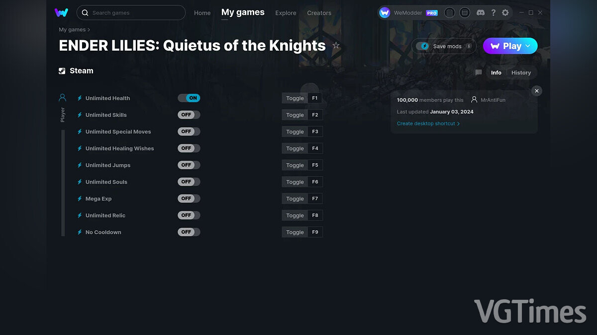 Ender Lilies: Quietus of the Knights — Trainer (+9) from 01/03/2024 [WeMod]