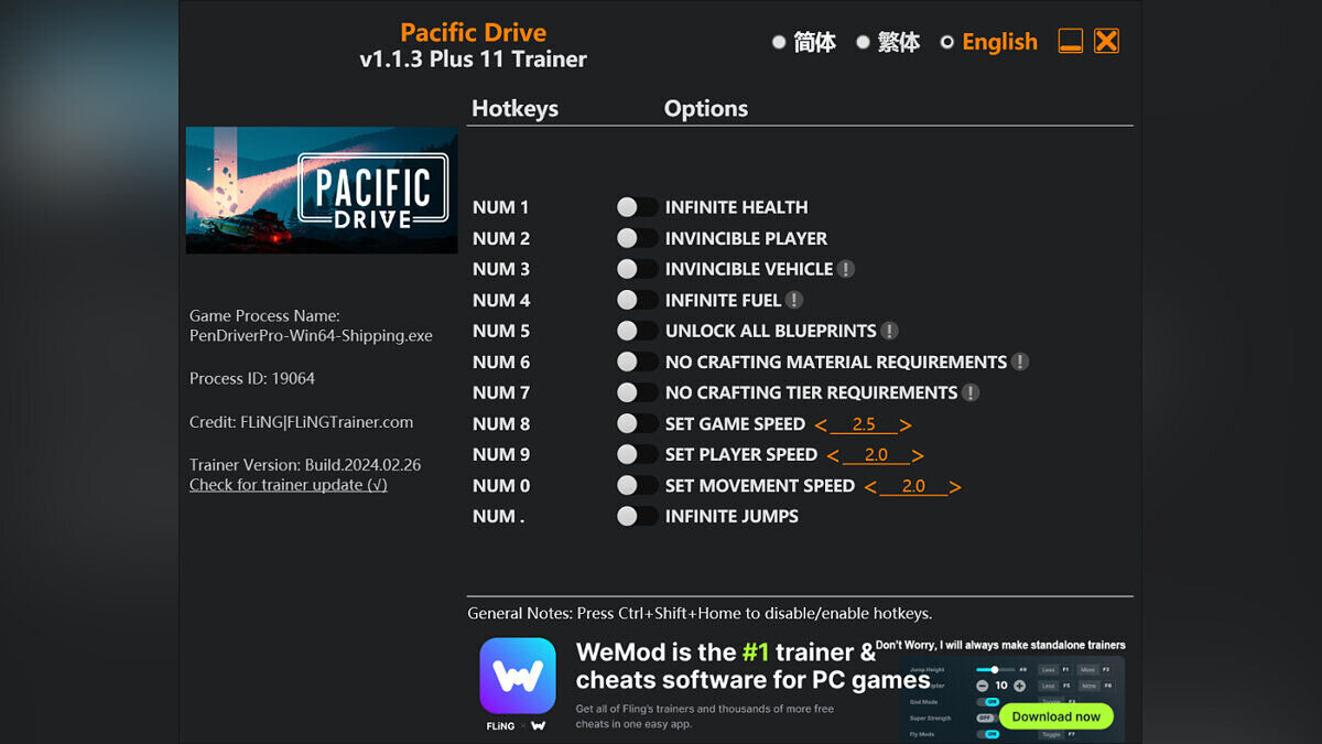 Pacific Drive — Trainer (+11) [1.1.3]