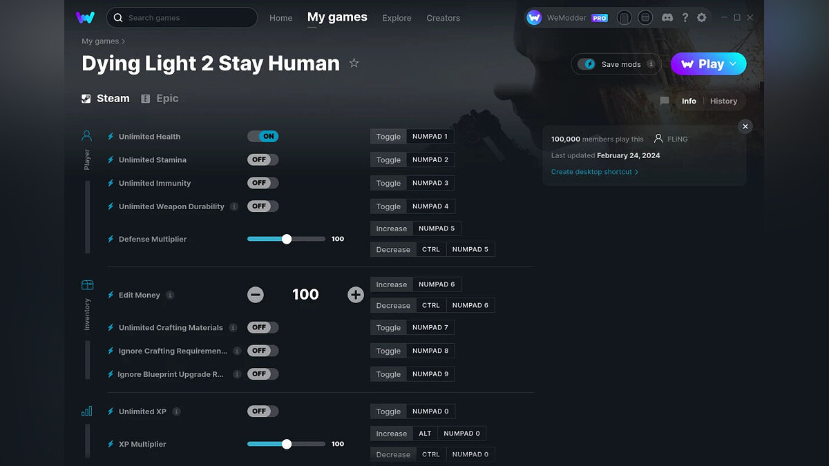 Dying Light 2 Stay Human — Trainer (+25) from 02/24/2024 [WeMod]