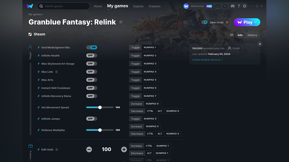 Granblue Fantasy: Relink — Trainer (+30) from 02/05/2024 [WeMod]