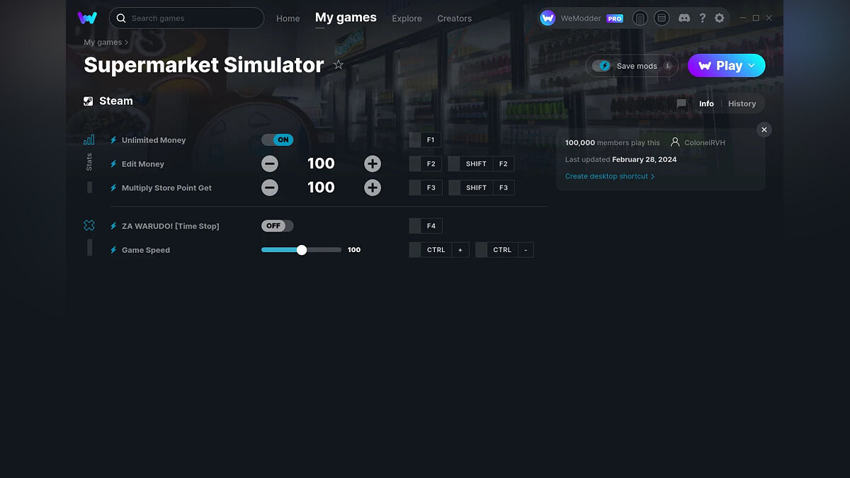 Supermarket Simulator — Trainer (+5) from 02/28/2024 [WeMod]