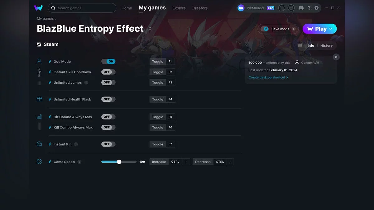 BlazBlue Entropy Effect — Trainer (+8) from 02/01/2024 [WeMod]