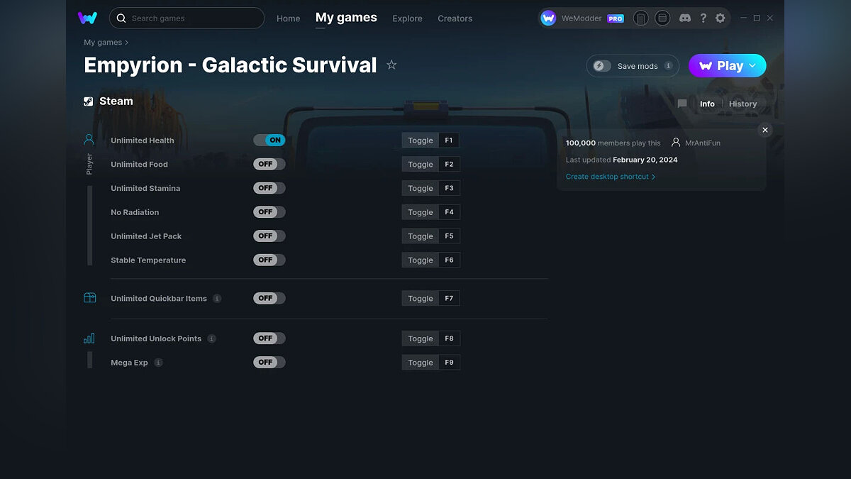 Empyrion - Galactic Survival — Trainer (+9) from 02/20/2024 [WeMod]