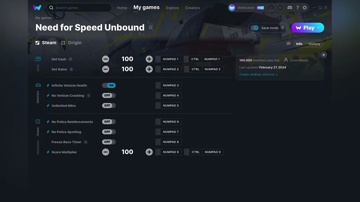 Need for Speed Unbound — Trainer (+9) from 02/27/2024 [WeMod]