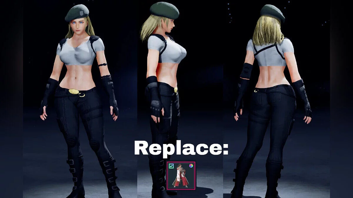 Tekken 8 — June vestida como Sonya Blade