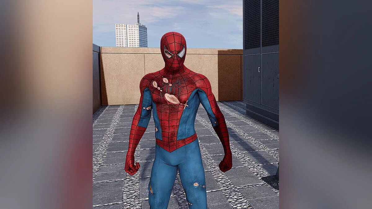 Marvel&#039;s Spider-Man Remastered — Traje clásico dañado