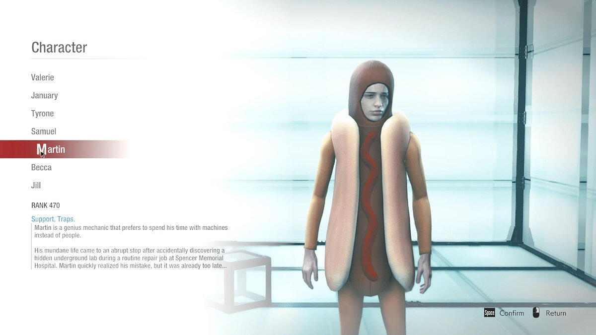 Resident Evil: Resistance — Martin in a hot dog costume