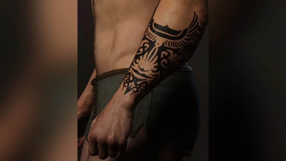 Dragon&#039;s Dogma 2 — Desmond Miles forearm tattoo