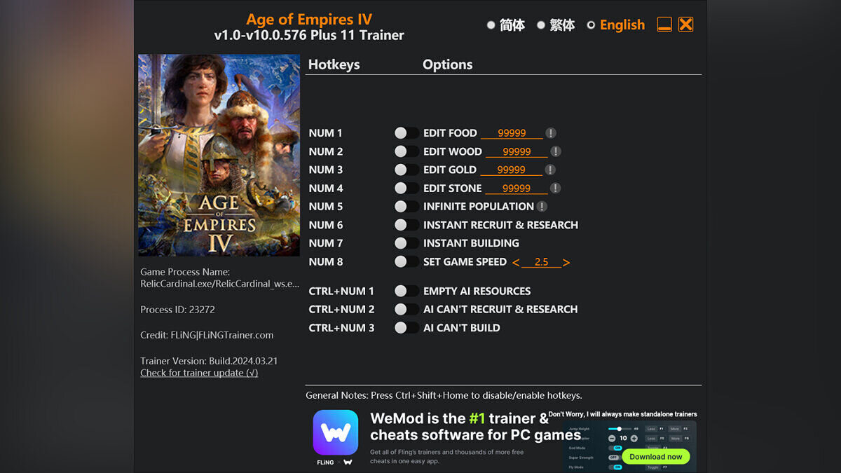 Age of Empires 4 — Trainer (+11) [1.0 - 10.0.576]